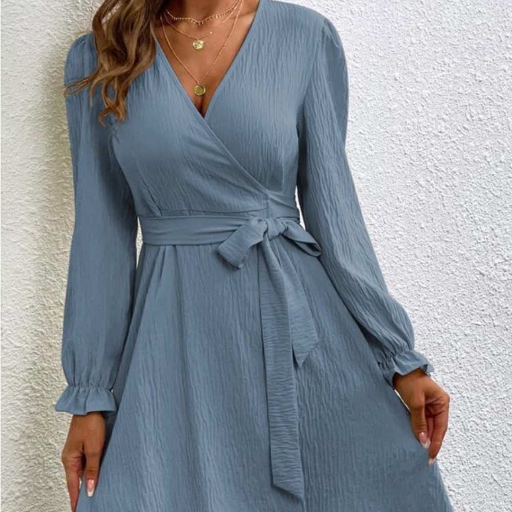 Shein Blue Wrap Dress